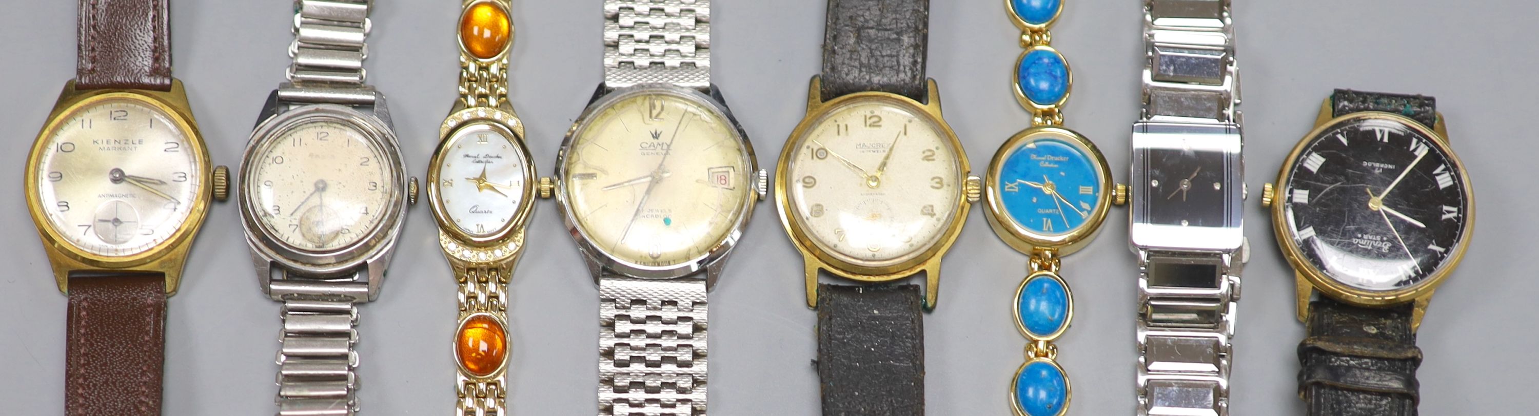 Two Marcel Drucker Collection ladies' designer wristwatches and six other wristwatches, various